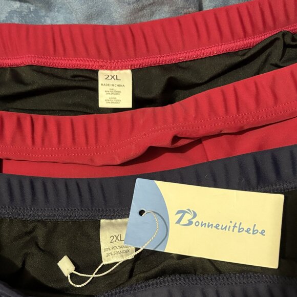 2 High-Waisted Bikini Bottoms BONNEUITBEBE Blue (NWT) & Maroon Sz 2XL - Picture 2 of 5